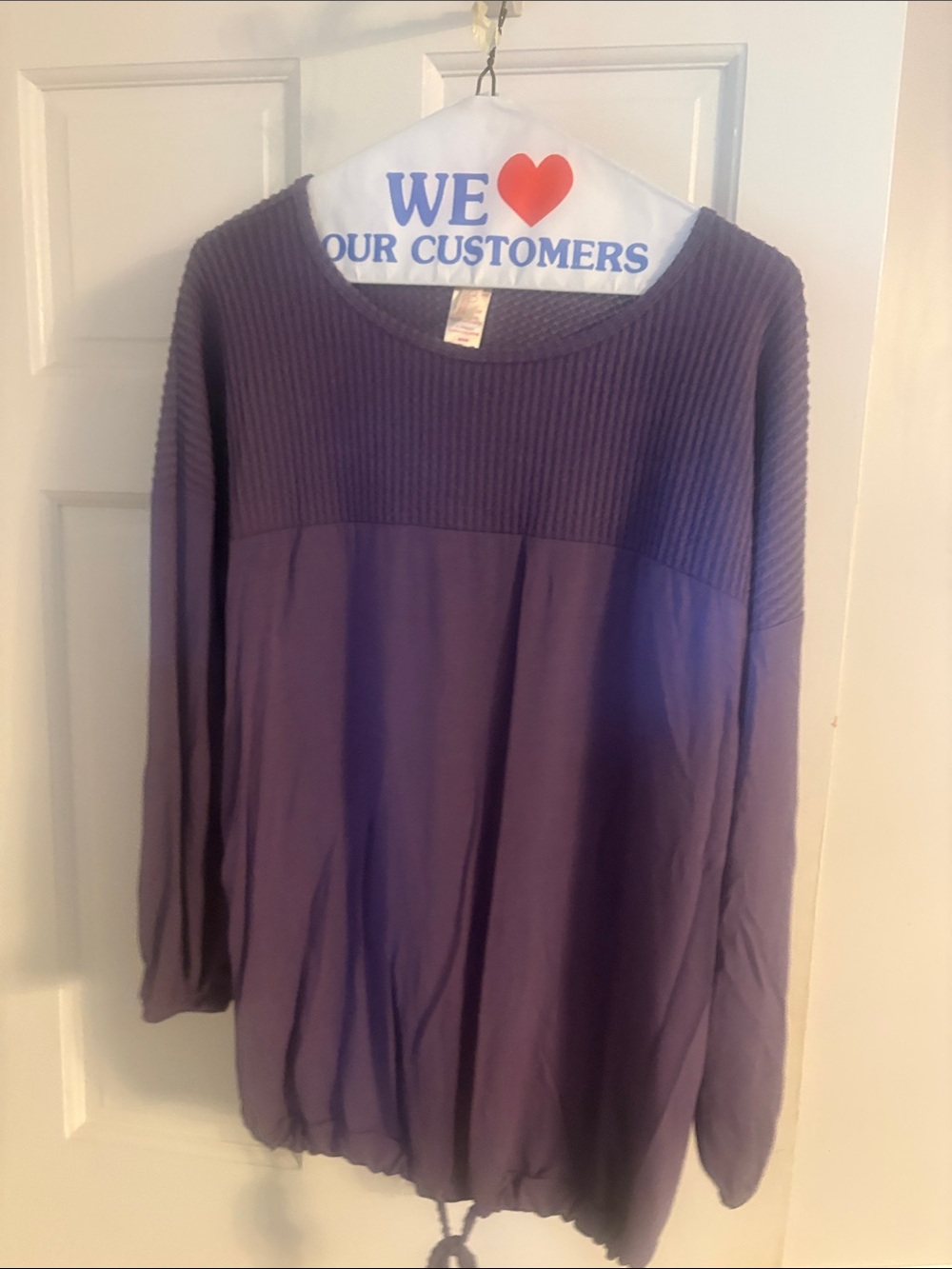 Rhonda Shear Purple Ribbed Yoke Pullover